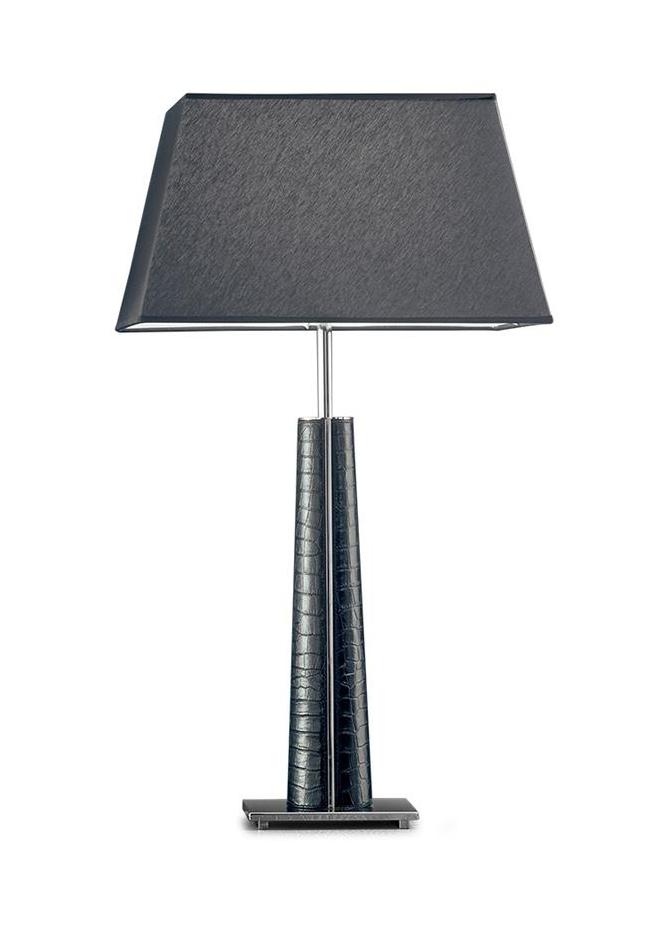 Chrome‑Leder Tischlampe