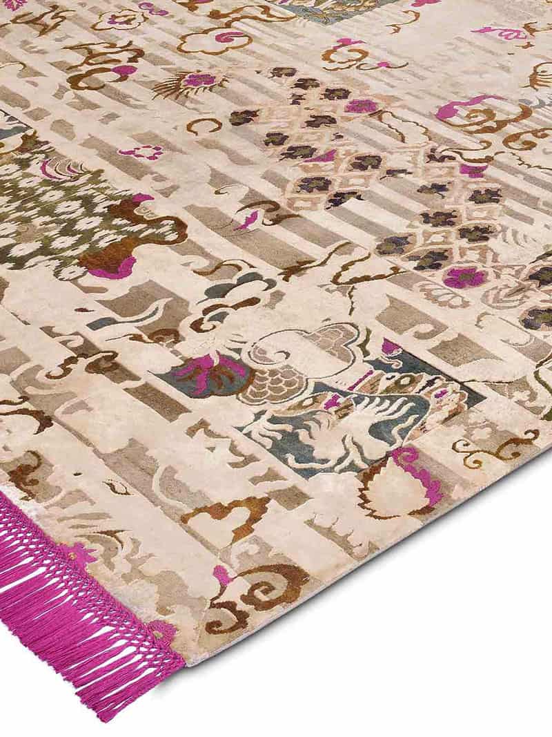 Dragon Eye Candy Pink auf Creme mit fetten Linien Teppich