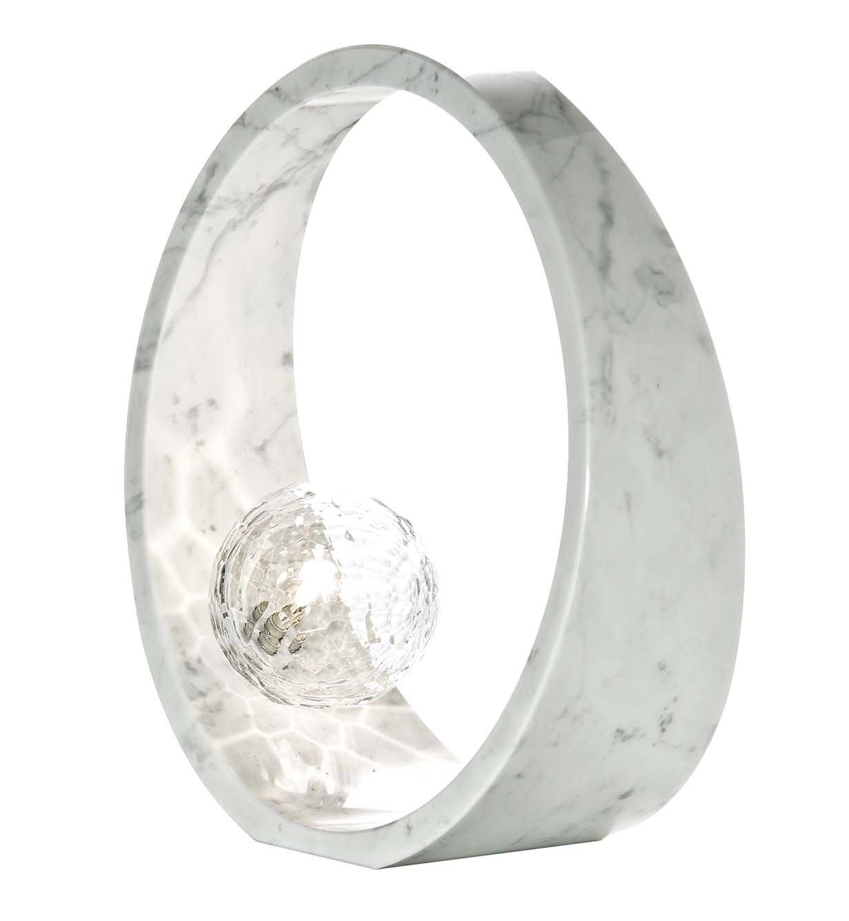 Polierter Nickel Carrara Marmor Kristall-Tischlampe
