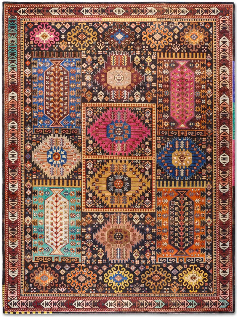 Original auf Natur-Schwarz Teppich