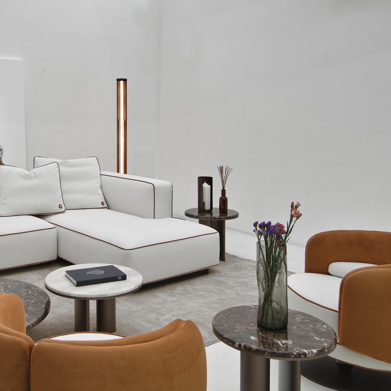 Bon Ton Runder Couchtisch mit dunklem Gestell