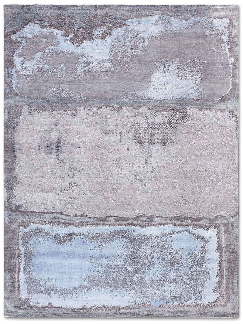 Grass Light Blue Silver Light Blue auf Grau Teppich | Größe: 250 x 300 cm