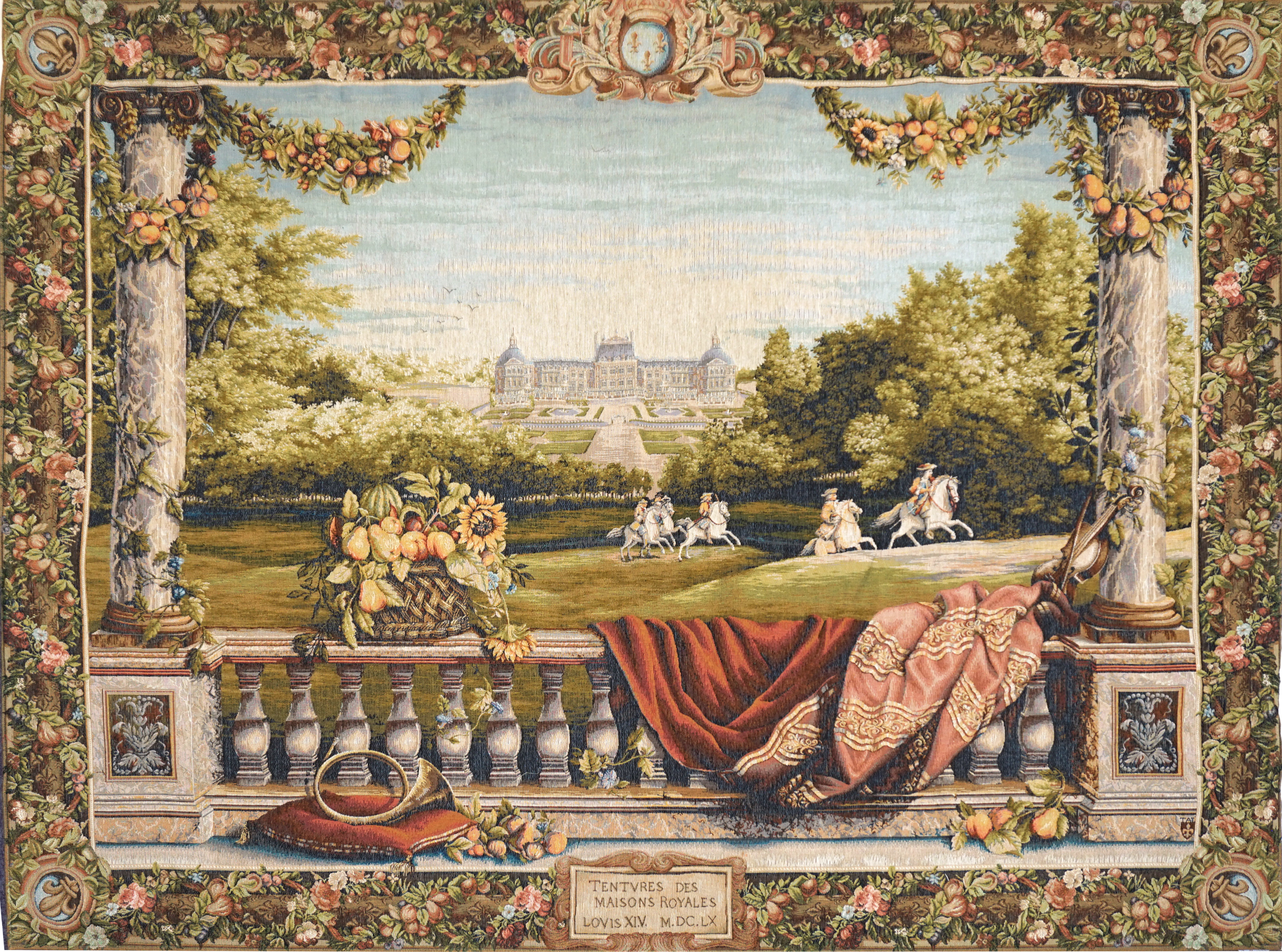 Terrasse am Schloss Wandteppich | Größe: 110 × 150 cm