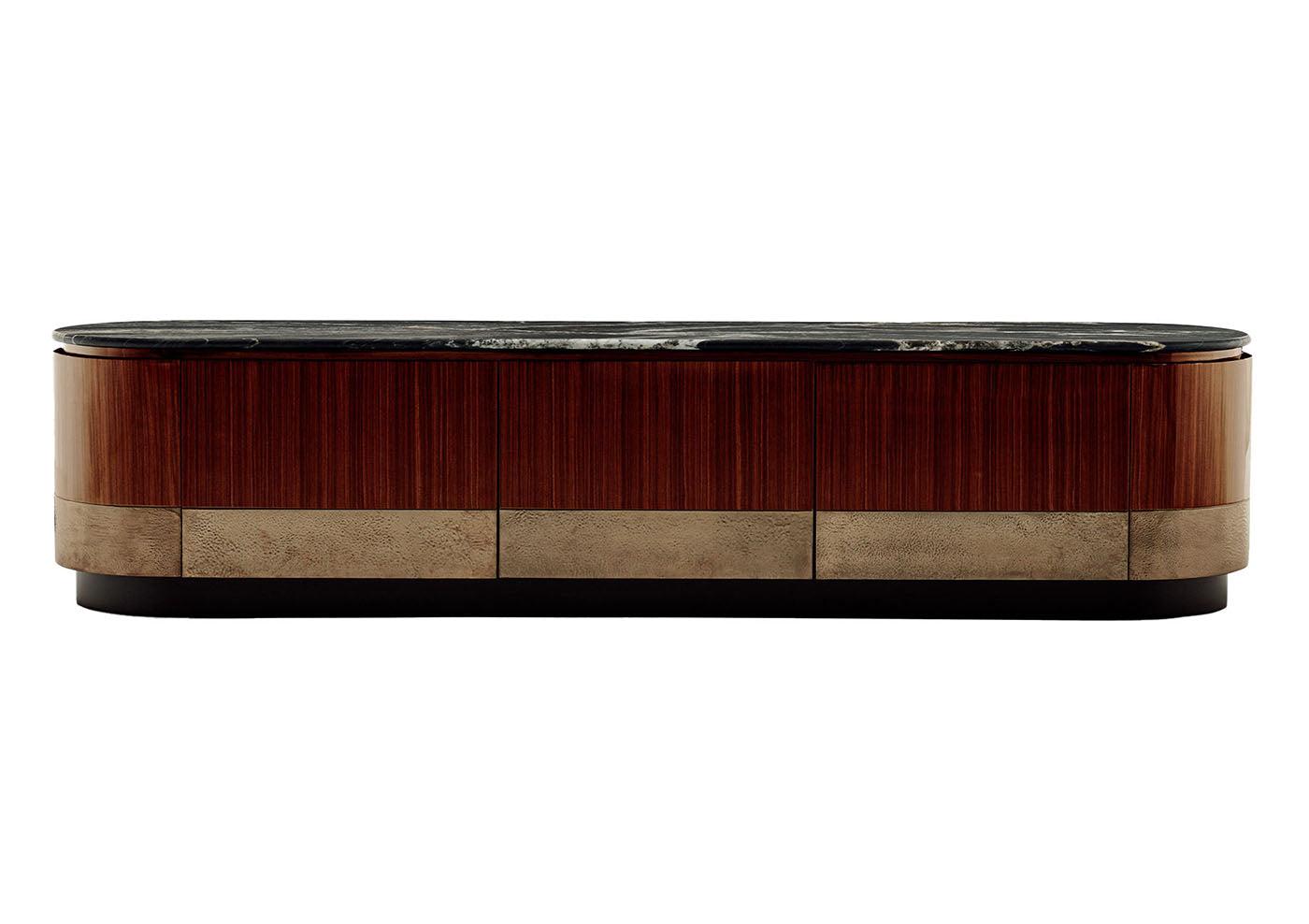 Alma TV-Sideboard aus Holz mit Marmorplatte