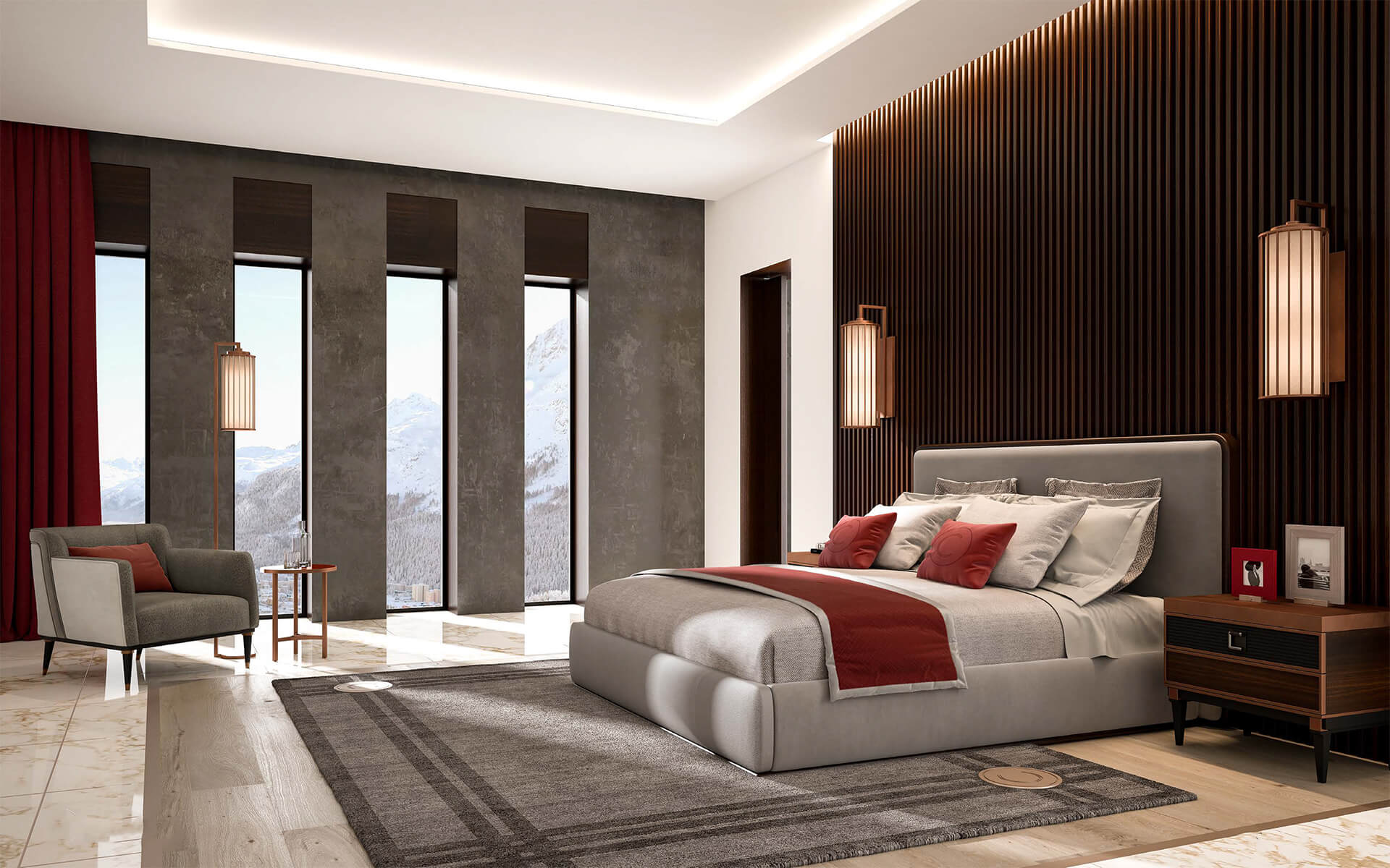 Modernes italienisches Bett mit Kopfteil | Matratzengröße: 200 x 200 cm