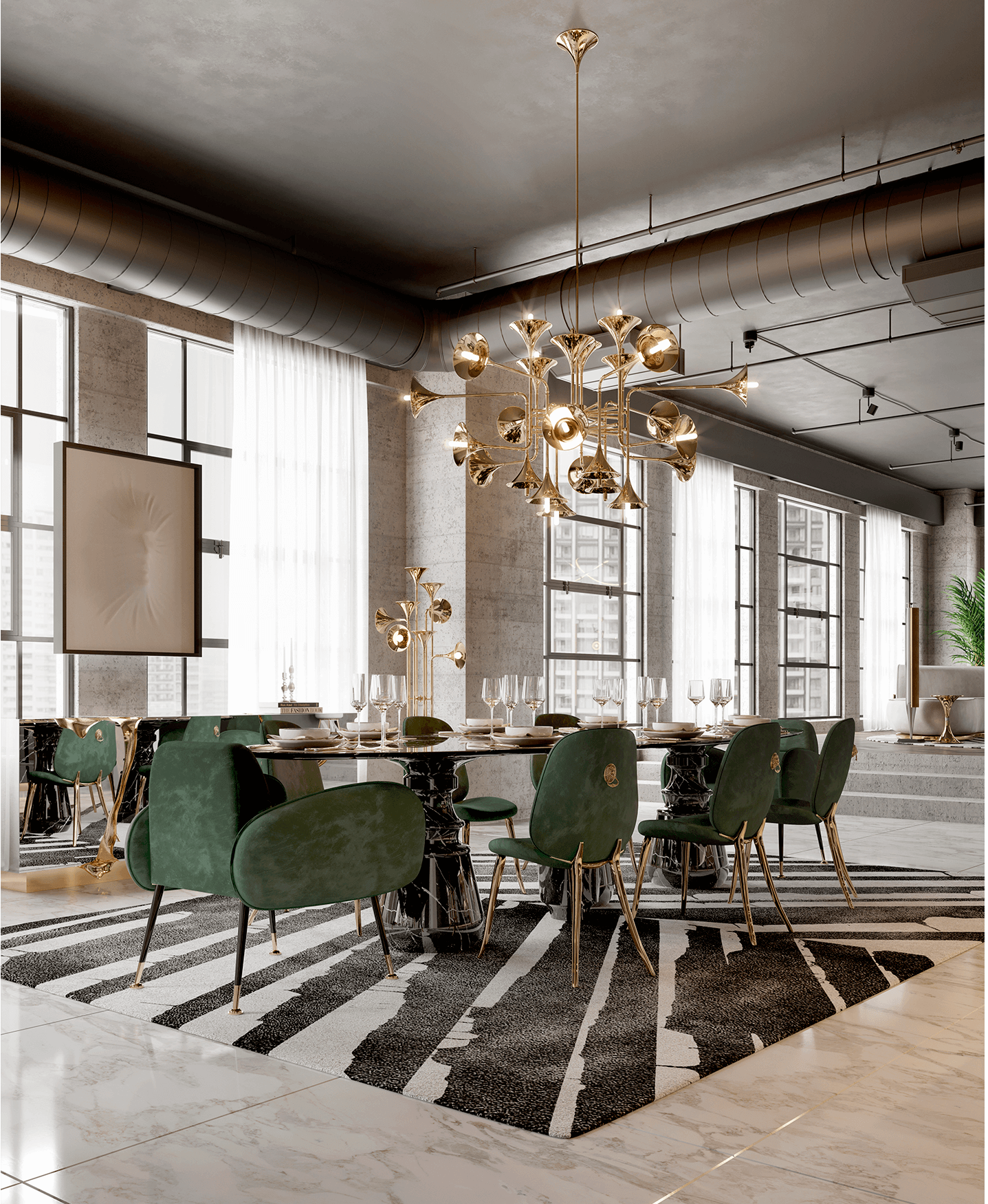 Obsidian Ovaler XL Nero Marquina Esstisch