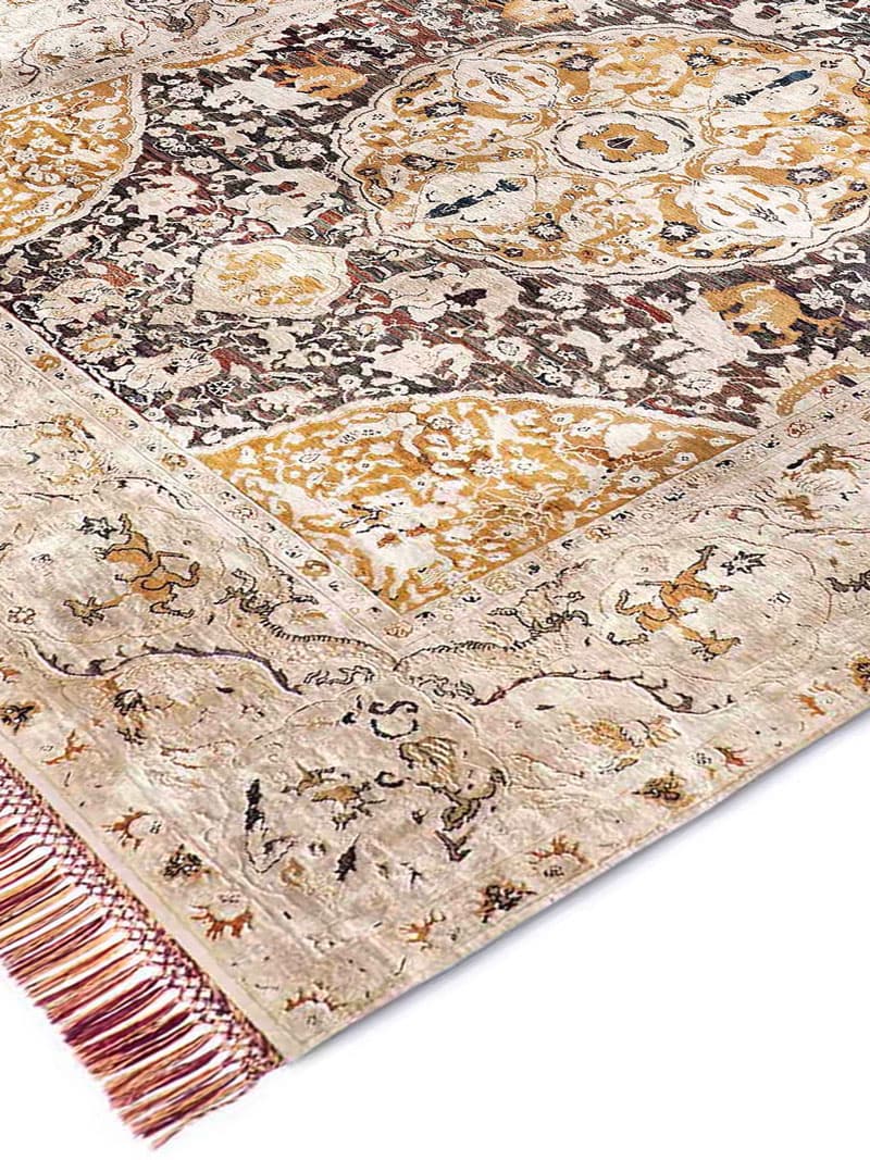 Gold auf Grau‑Mix Teppich