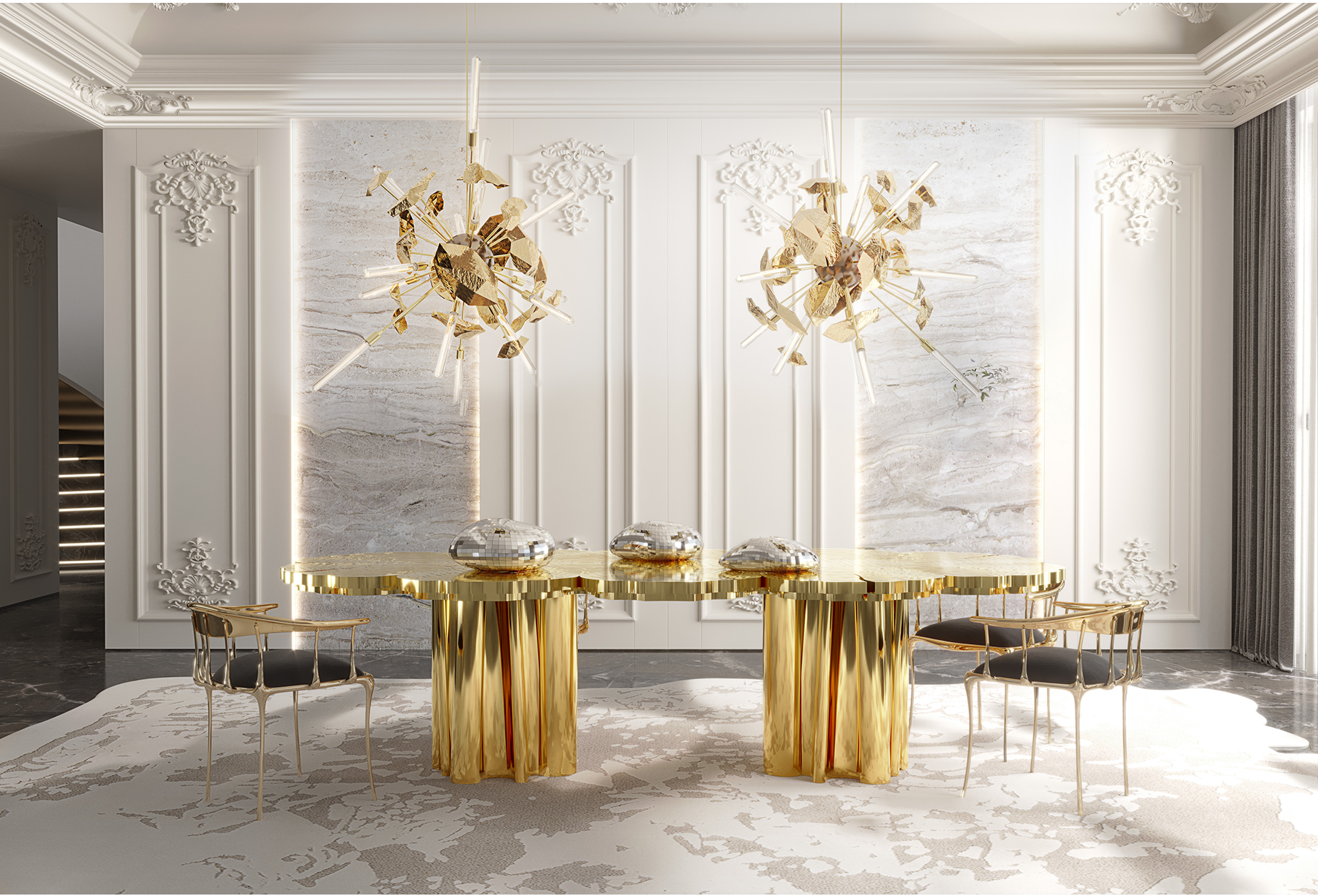 Artisan Gold Esstisch | Dimensions: B 350 cm