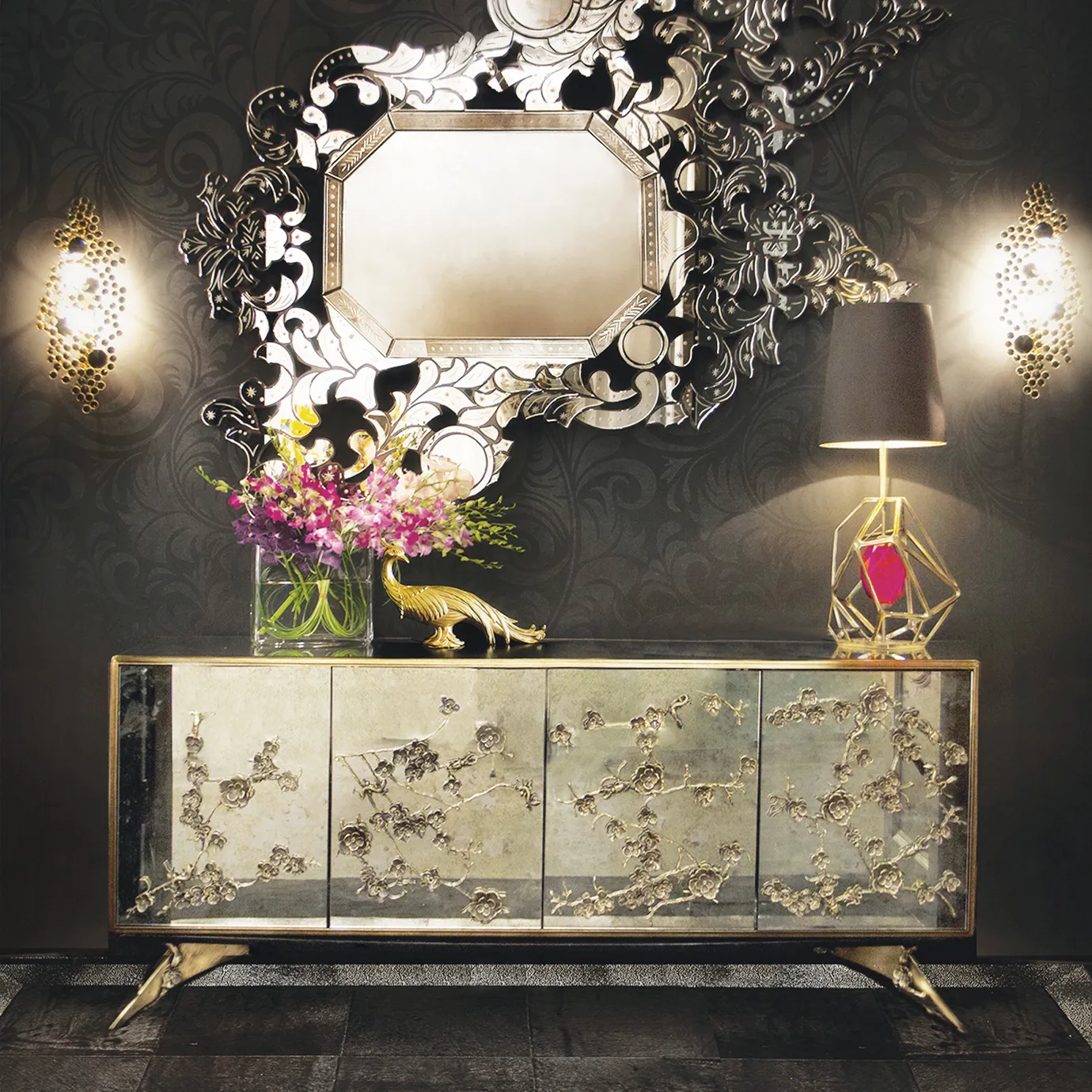 Mirage Gealterter Spiegel‑Schrank