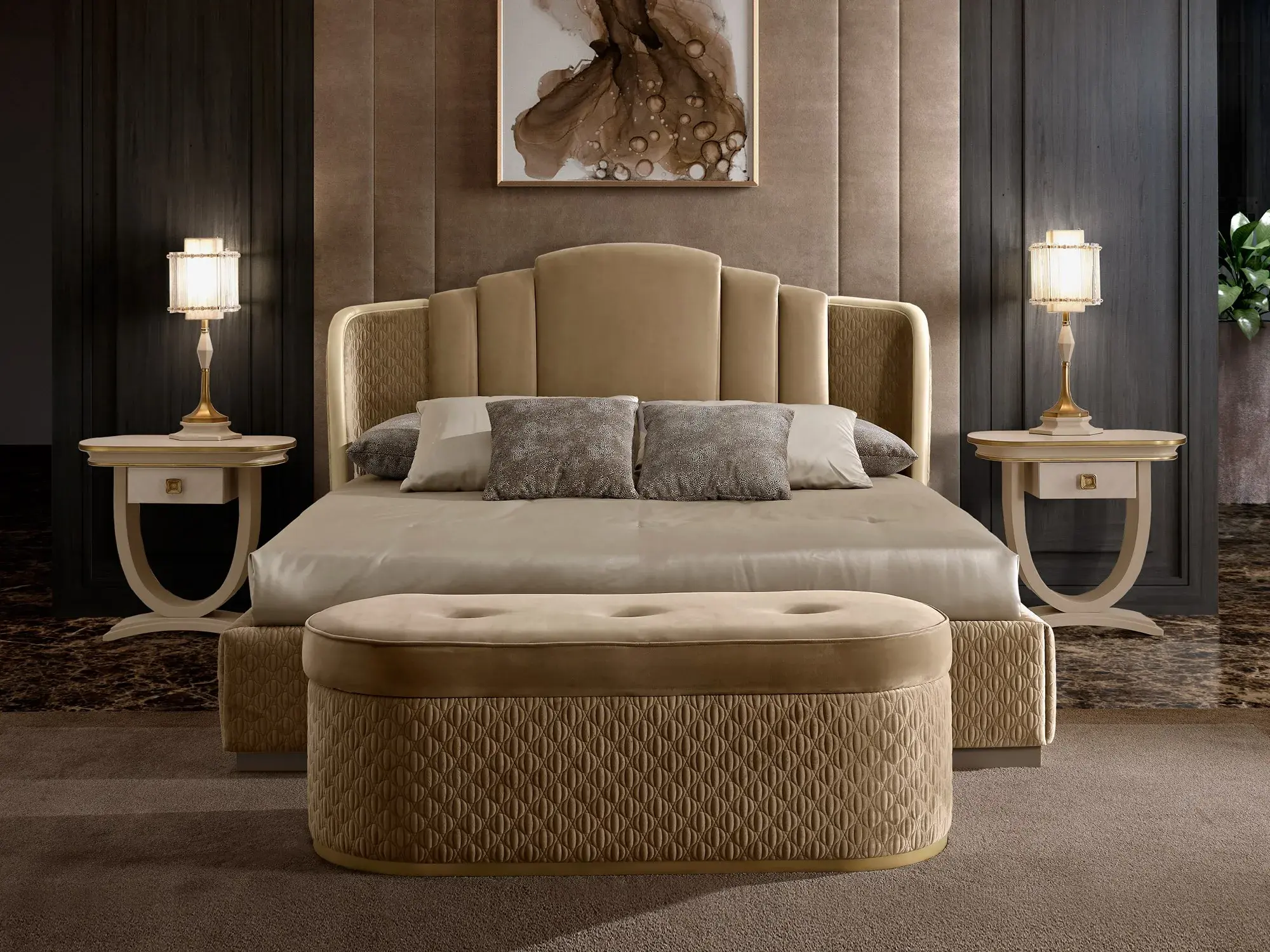 Beiges Luxusbett
