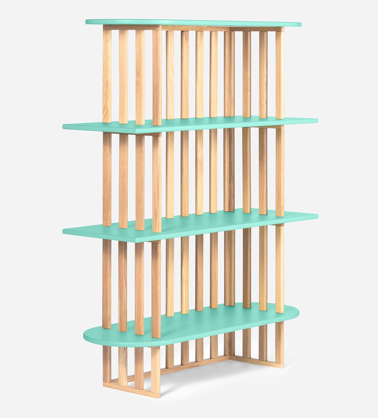 Grünes vierstöckiges Bücherregal