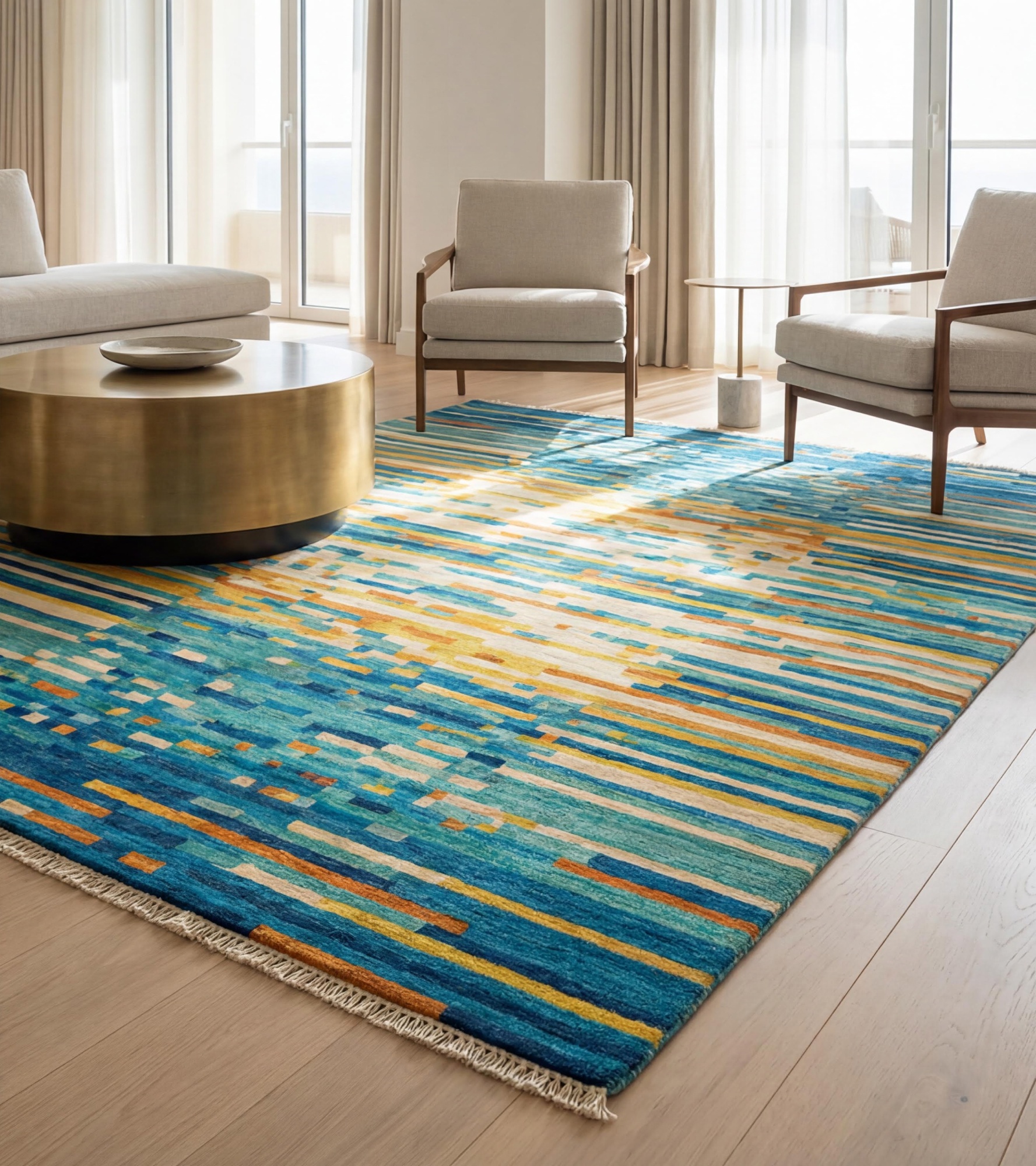 Pixel Wave Teal Teppich