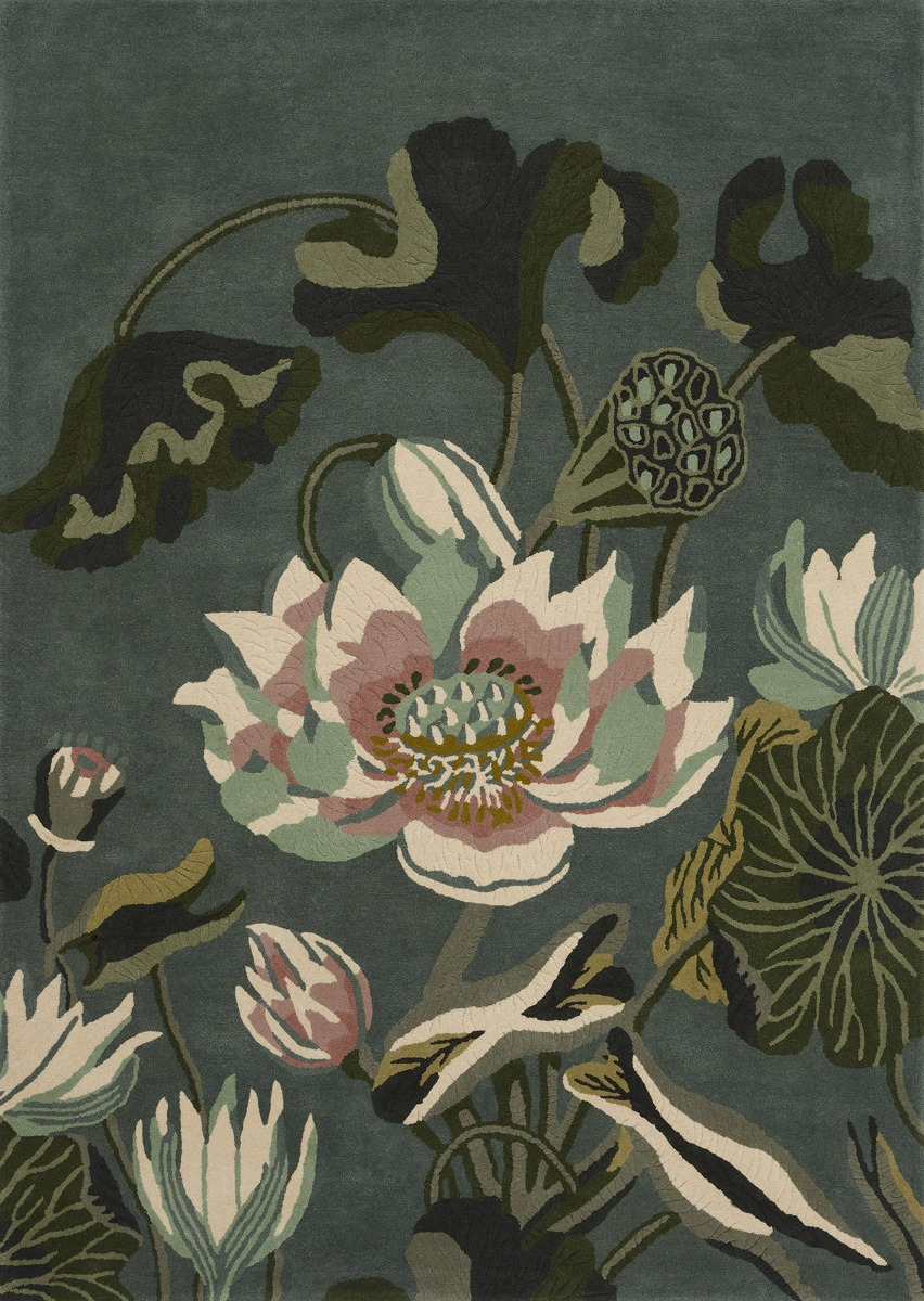 Waterlily Midnight Pond 38608 Teppich | Größe: 250 x 350 cm