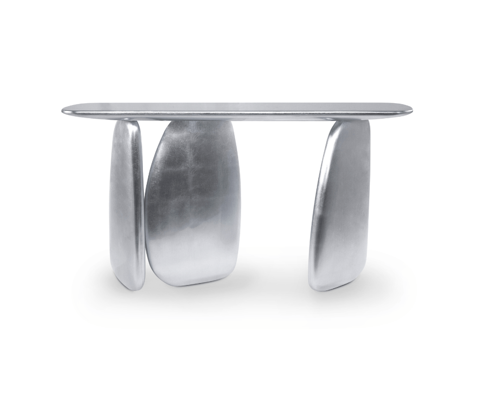 Skulpturaler Silber-Konsolentisch