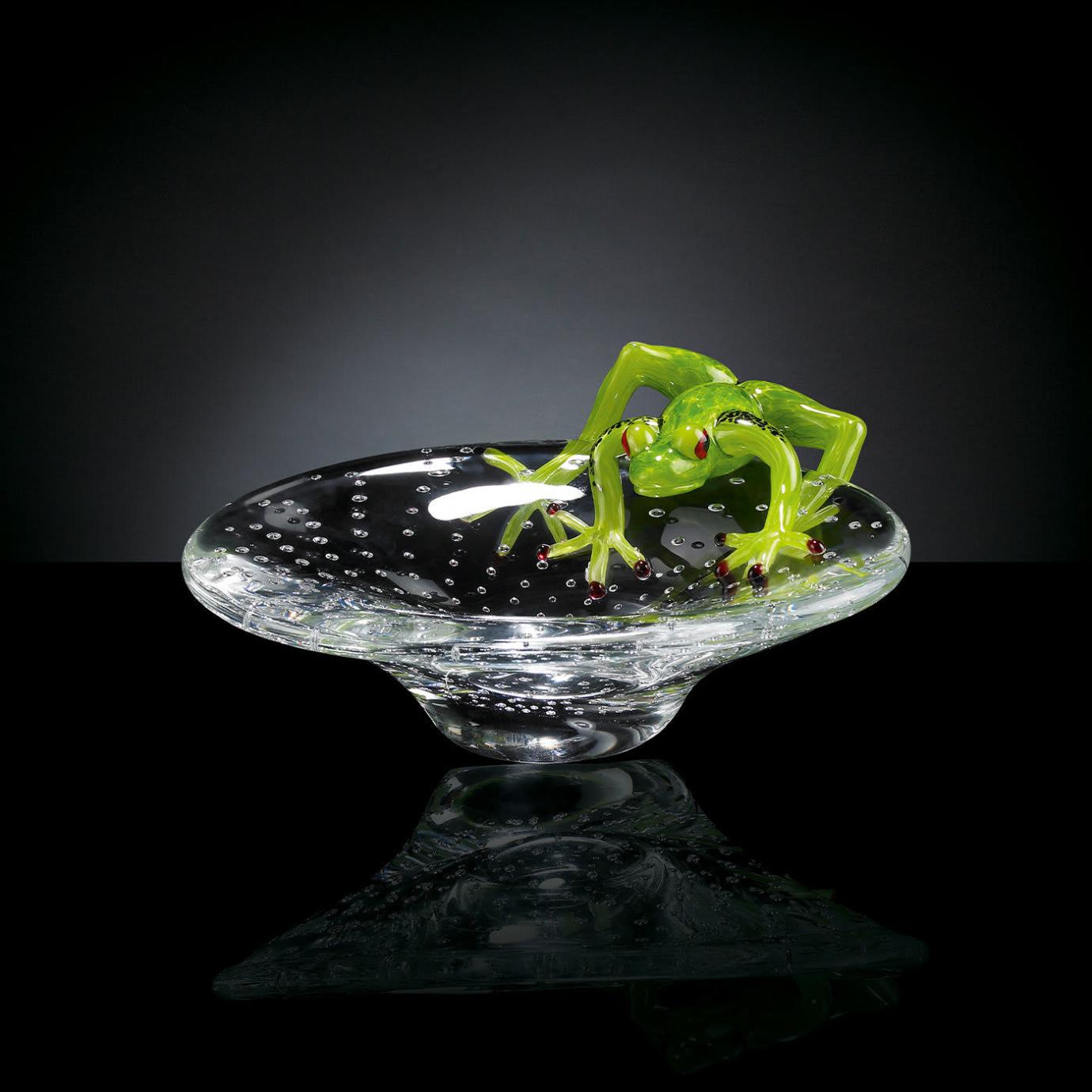 Glasschale mit Frosch