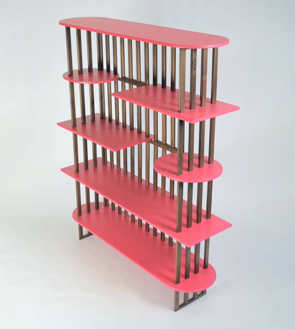 Rosa fünfstöckiges Bücherregal