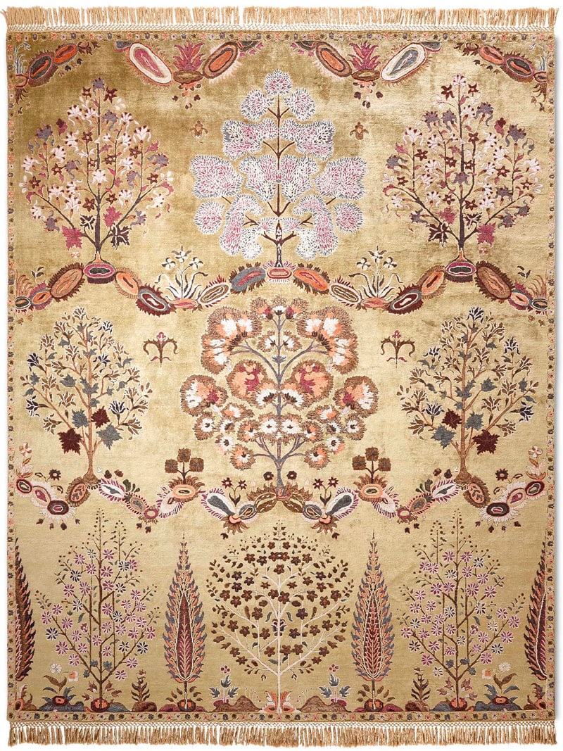 Mughal Reverse Original auf Kaiser‑Gelb Teppich | Größe: 122 x 183 cm