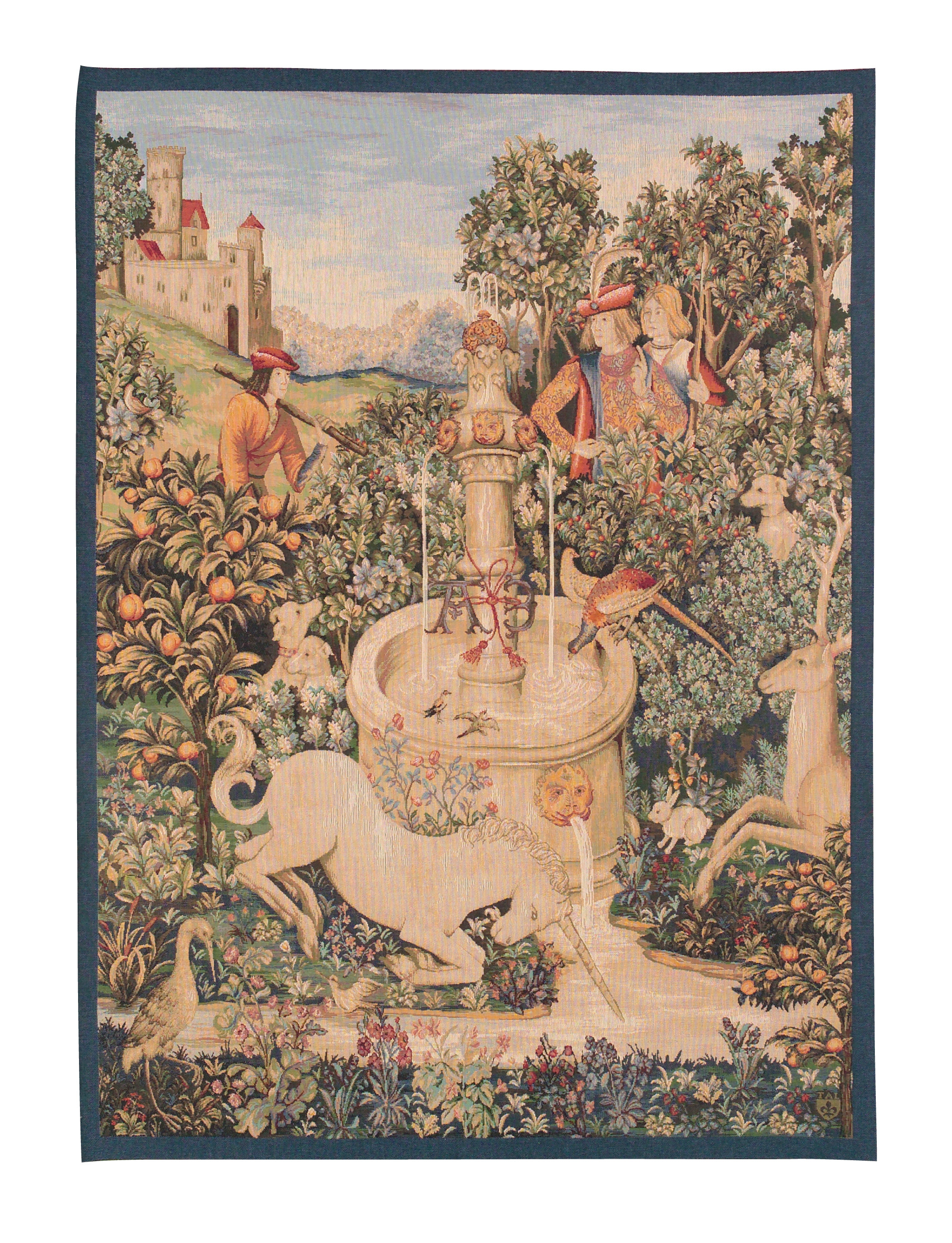Einhorn am Brunnen Wandteppich | Größe: 75 x 150 cm