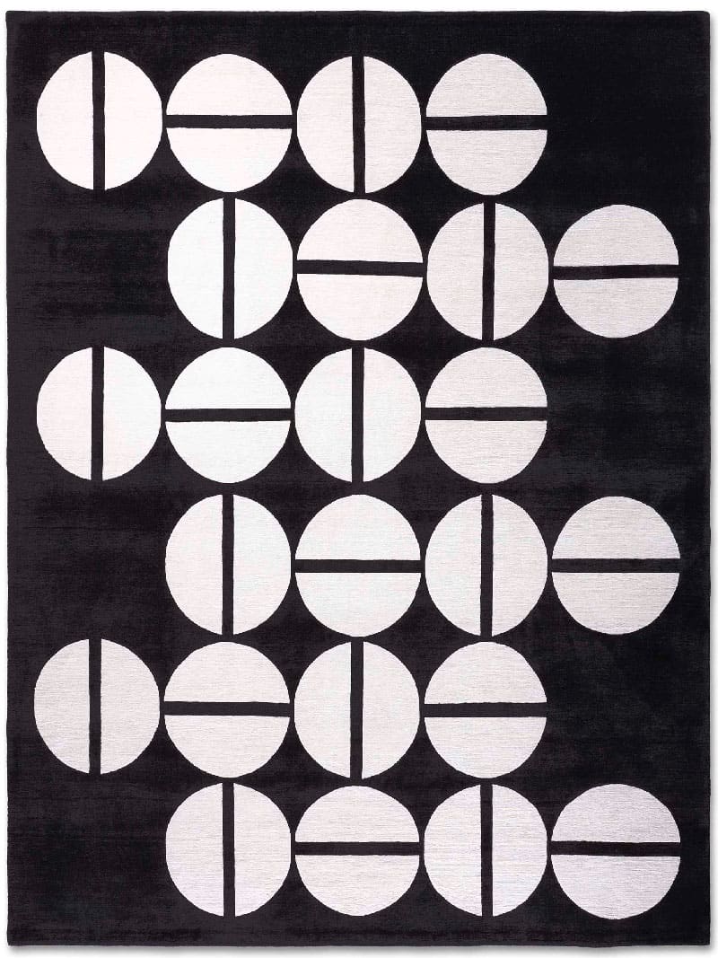 Circle Weiß Schwarz Teppich
