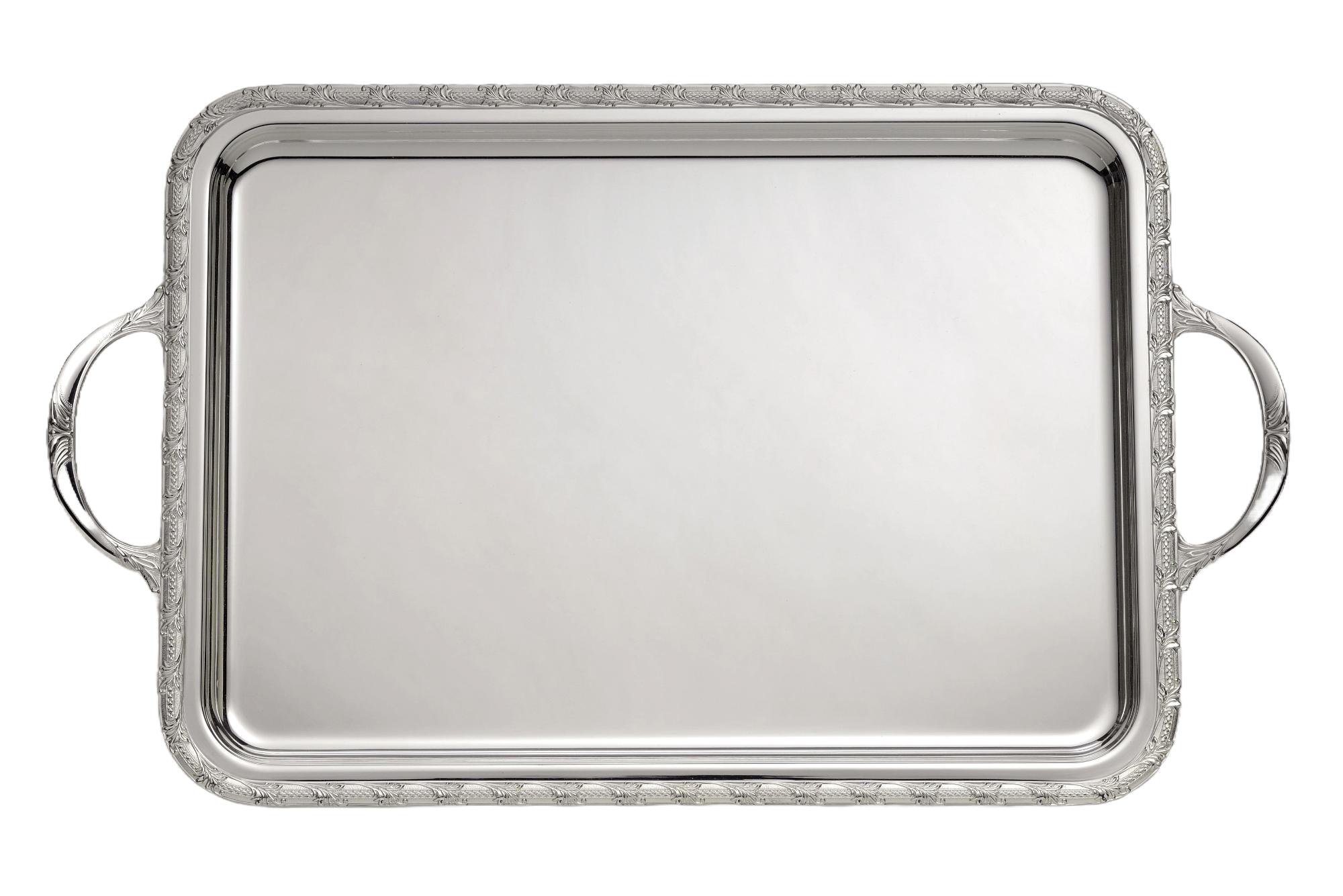 Royal silbernes rechteckiges Tablett mit Griffen | Dimensions: 30 x 41 cm