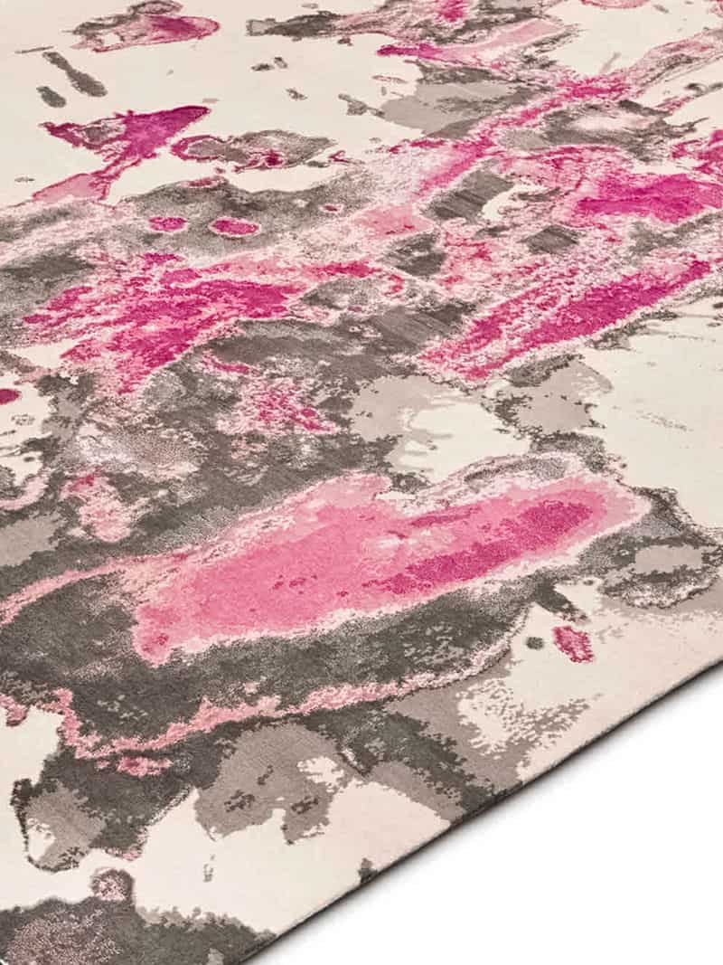 Two Tones Pink Mountain auf Weiß Teppich | Größe: 300 x 400 cm