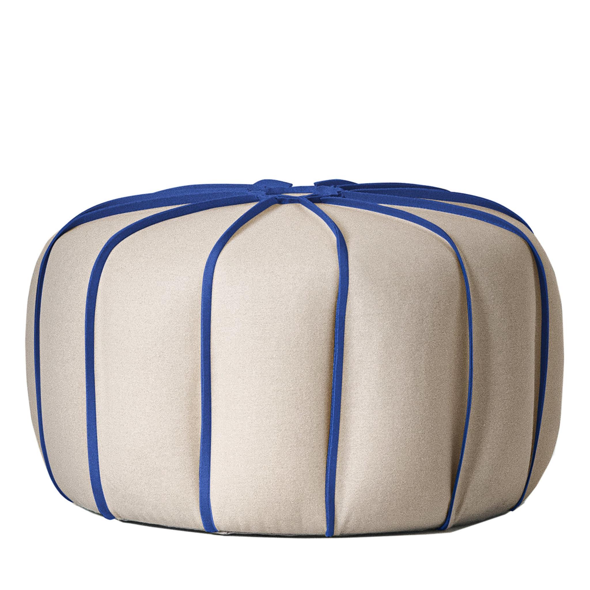 Marrakech Elfenbein-/blauer Pouf