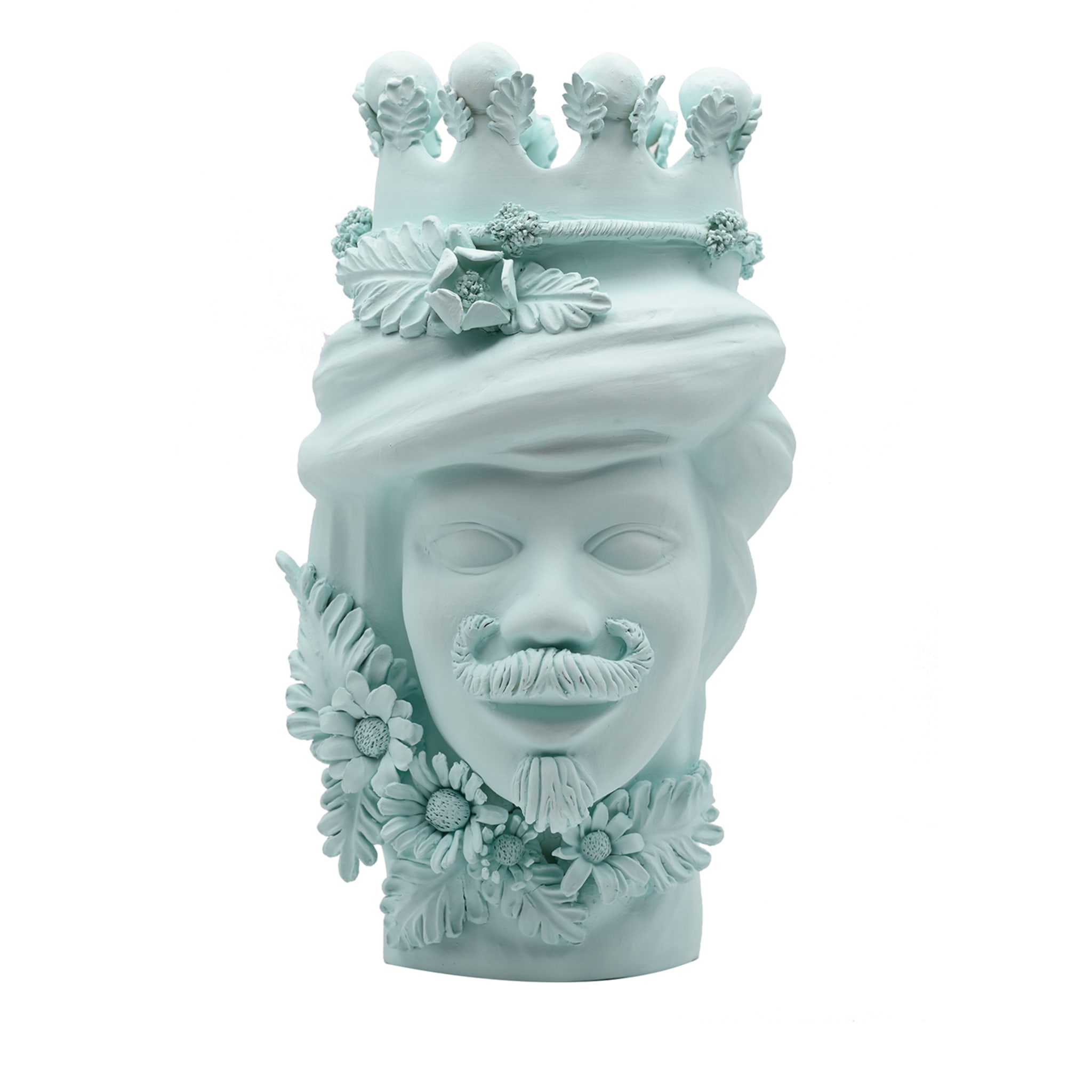 Maure‑Kopf himmelblaue Skulptur