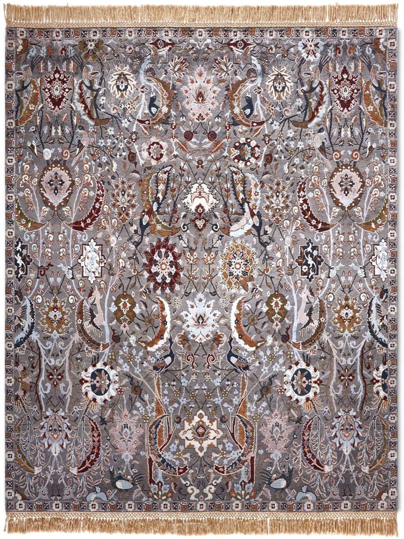 Kerman Reverse Original auf Anthrazit Teppich | Größe: 274 x 365 cm