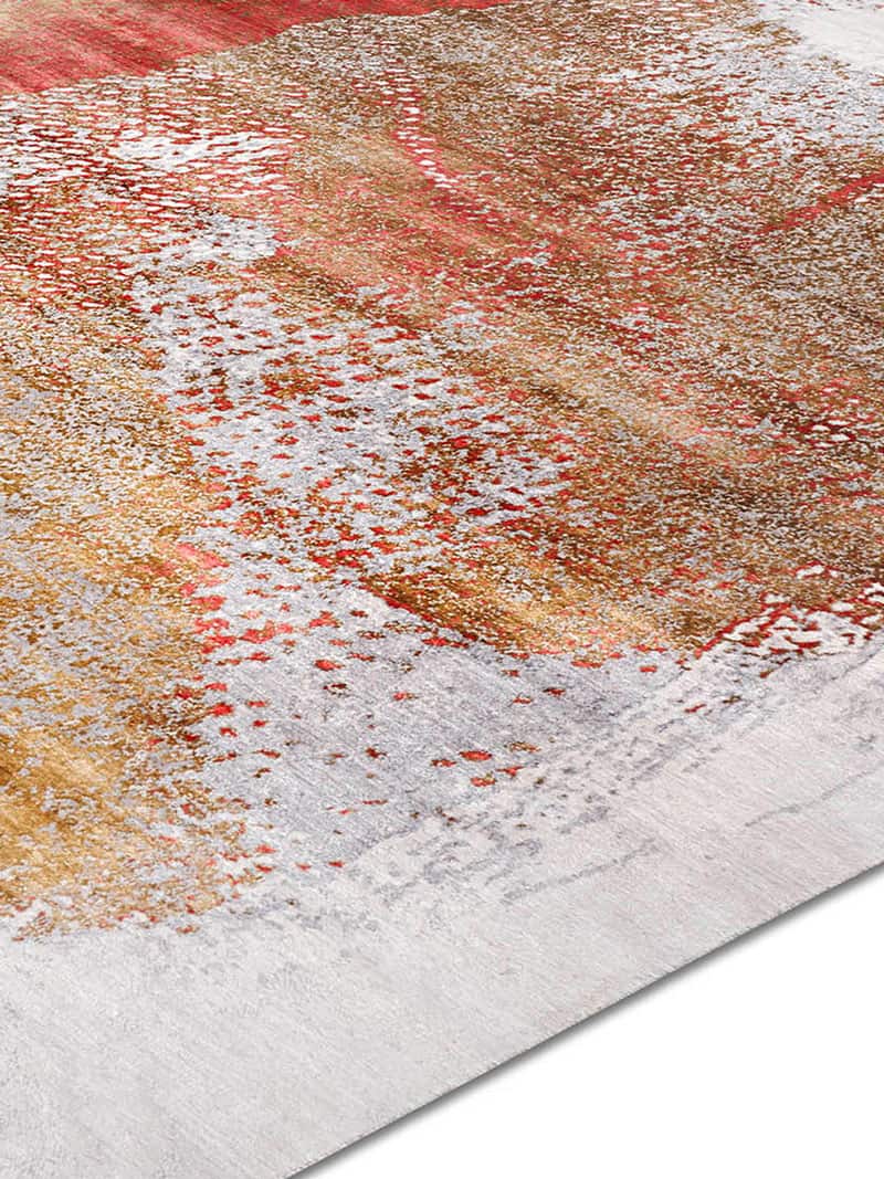 Gold Coral auf Hellgrau Teppich | Größe: 183 x 274 cm