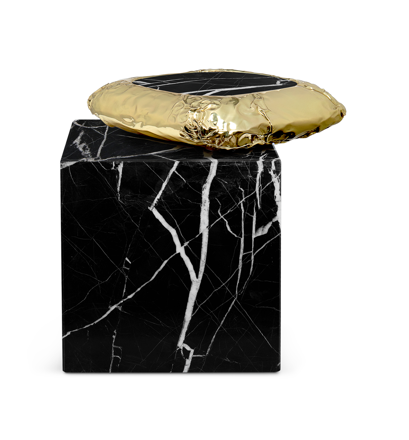 Megalith Nero Marquina‑Beistelltisch