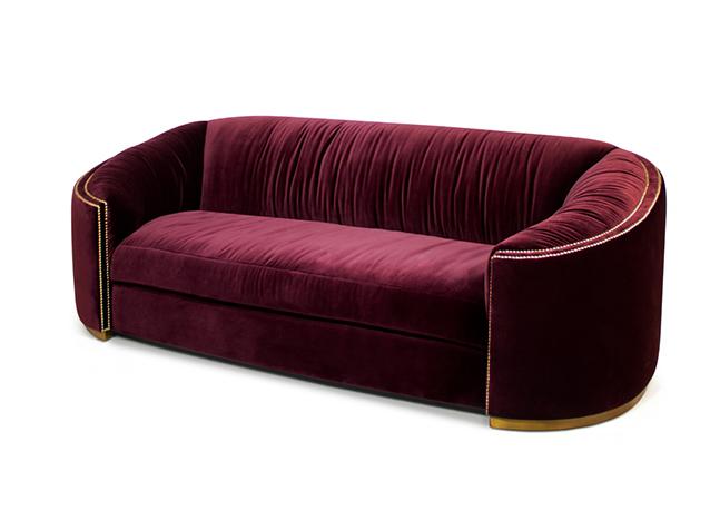 Premium Comfort Rotes Geschwungenes Sofa