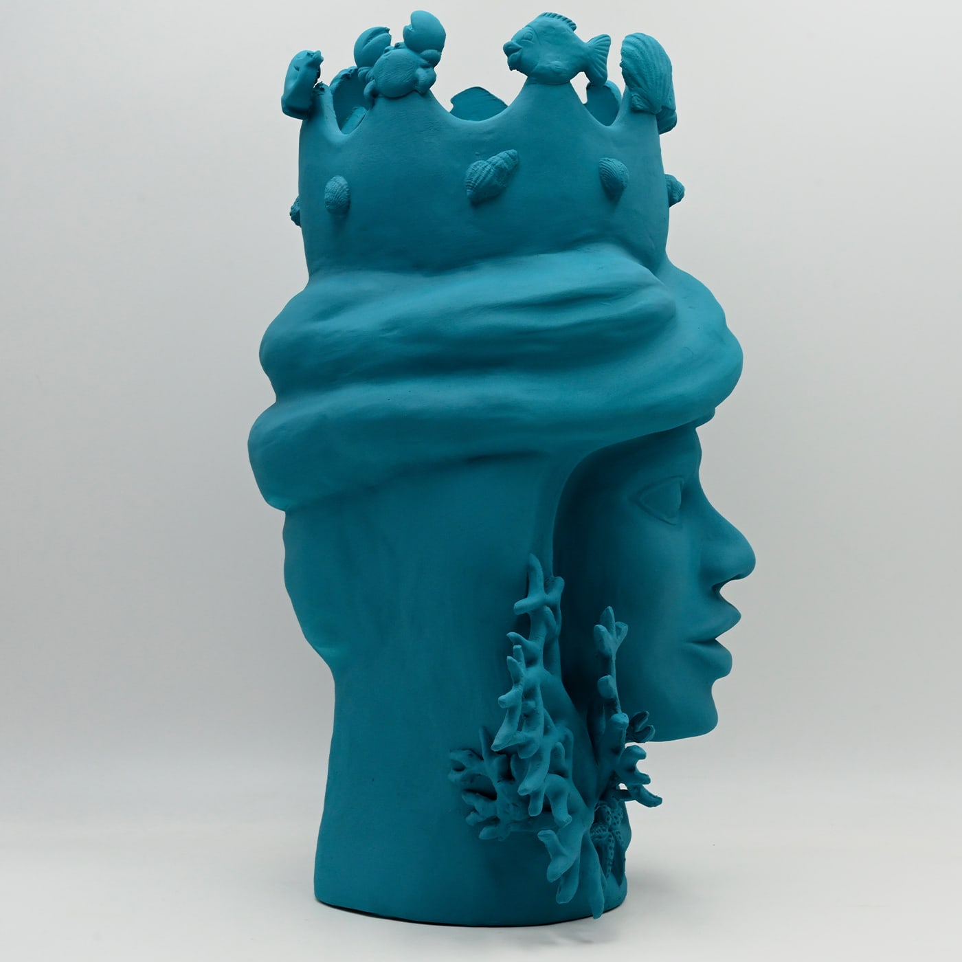 Maure‑Kopf türkis handgefertigte Skulptur