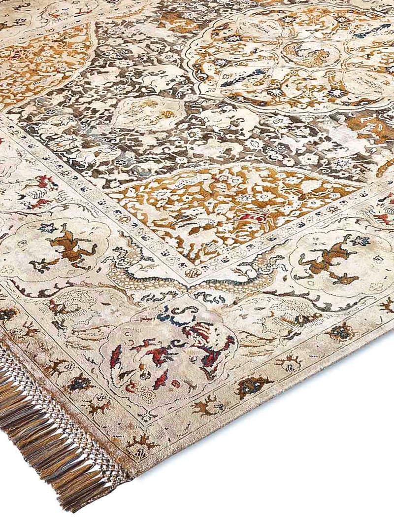 Gold auf Grau‑Mix Teppich