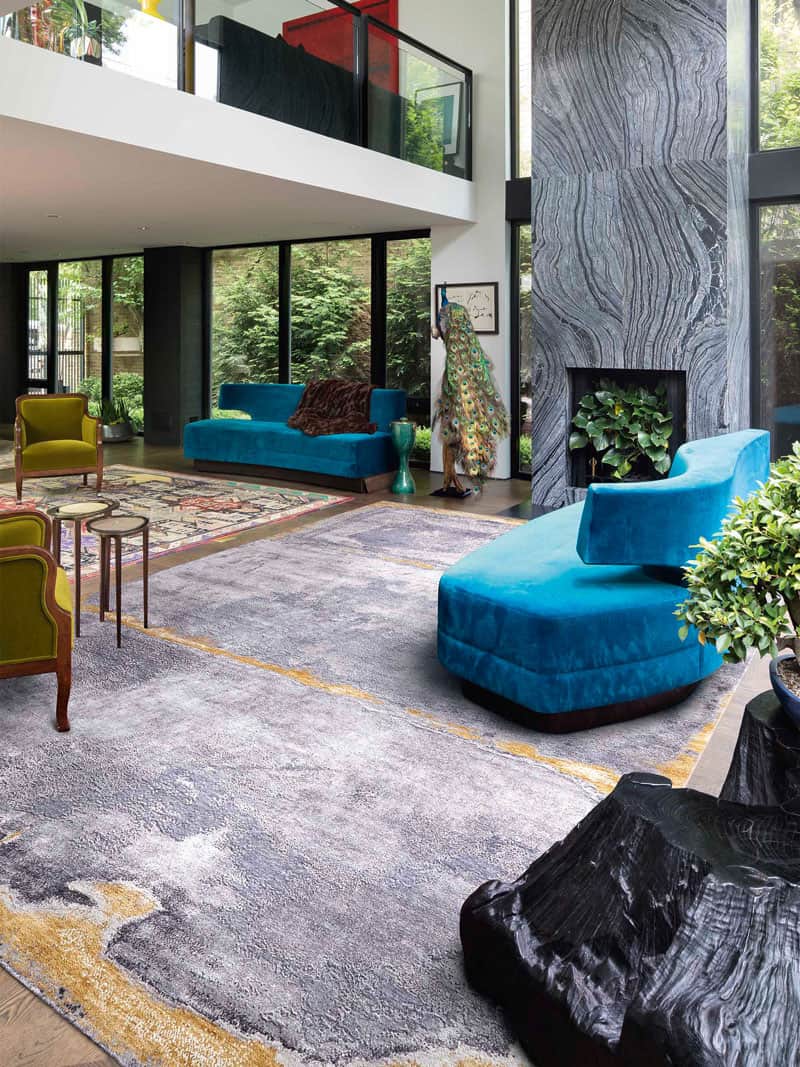 Silver White Grey auf Gold Teppich