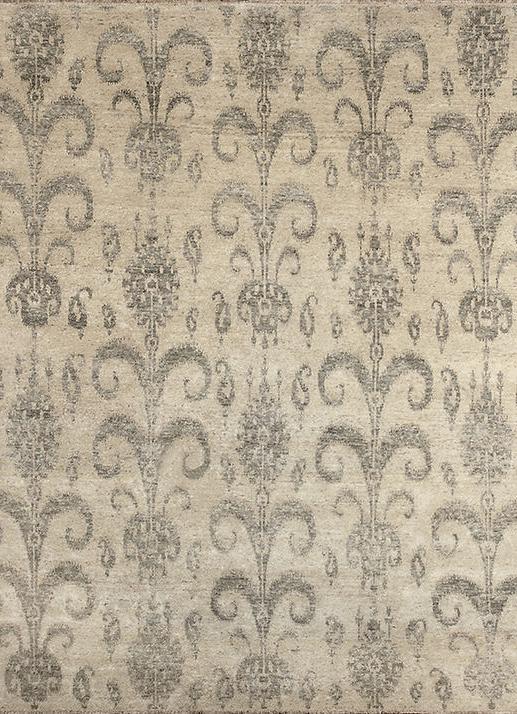 Ikat Handgeknüpft Wolle Beige Teppich