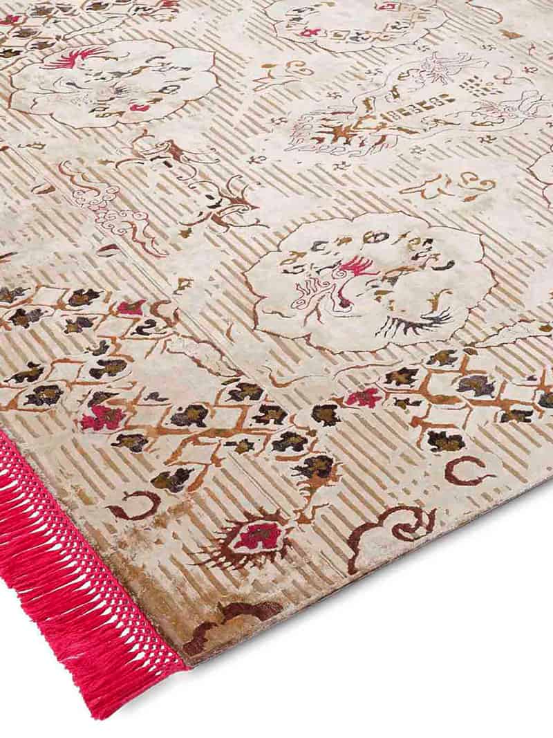 Dragon Eye Candy Pink auf Creme mit feinen Linien Teppich | Größe: 305 x 427 cm