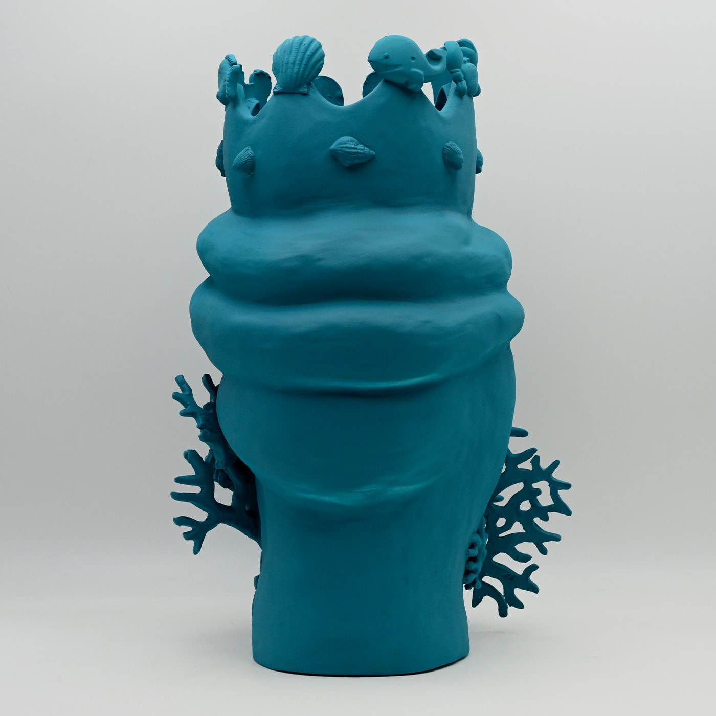 Maure‑Kopf türkis handgefertigte Skulptur