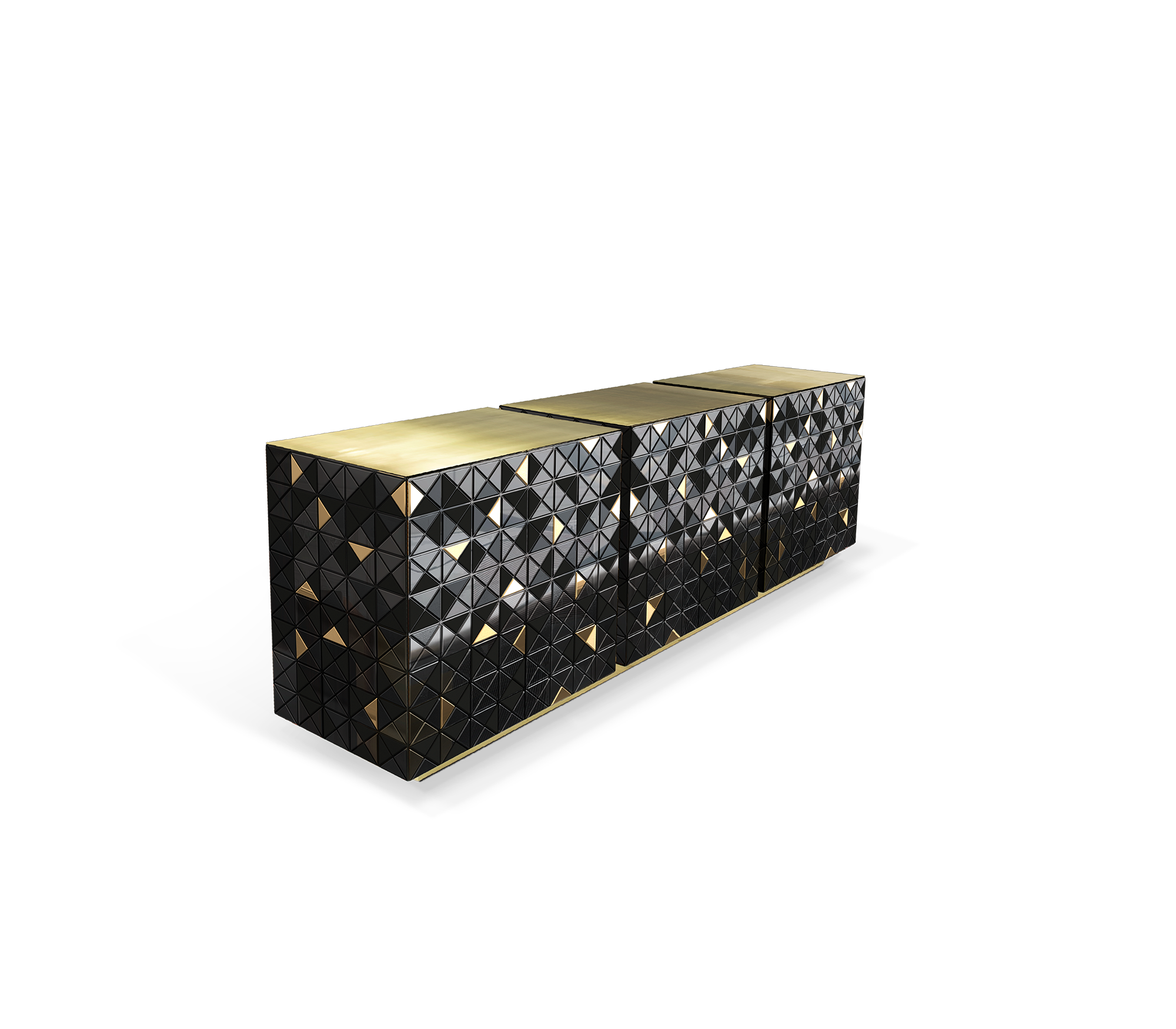 Mosaic Gold‑Schwarz Sideboard