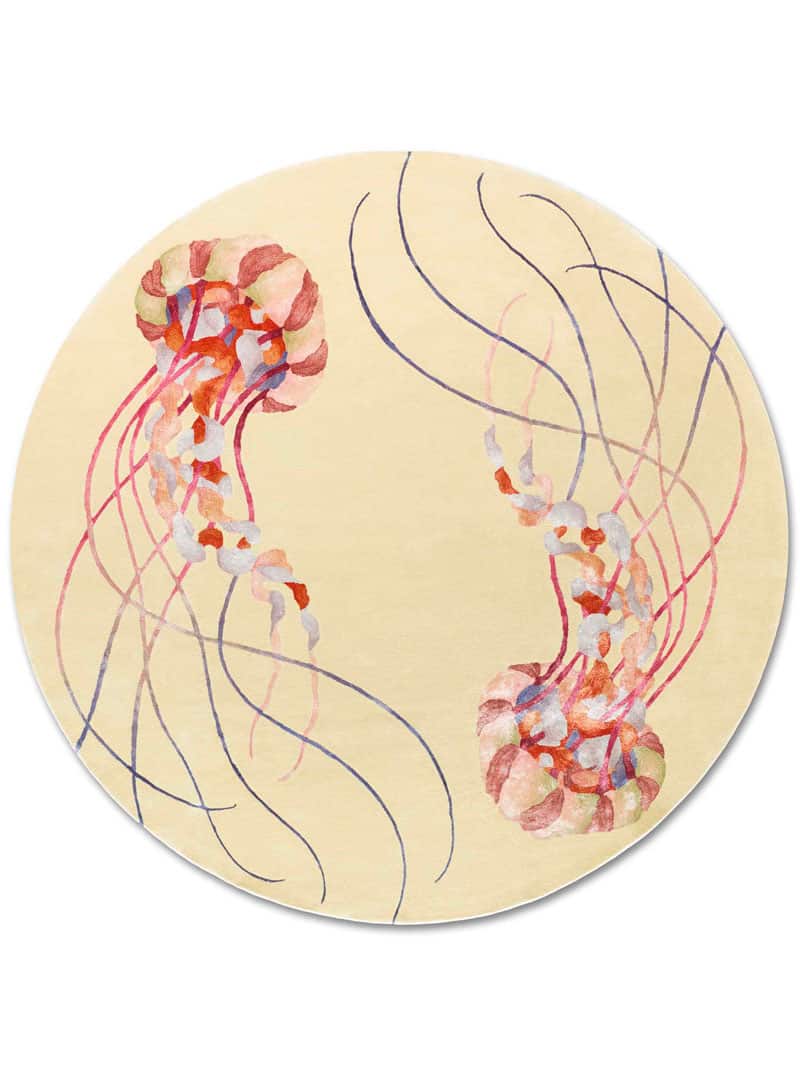 Jellyfish Round Original auf Soft Yellow Teppich