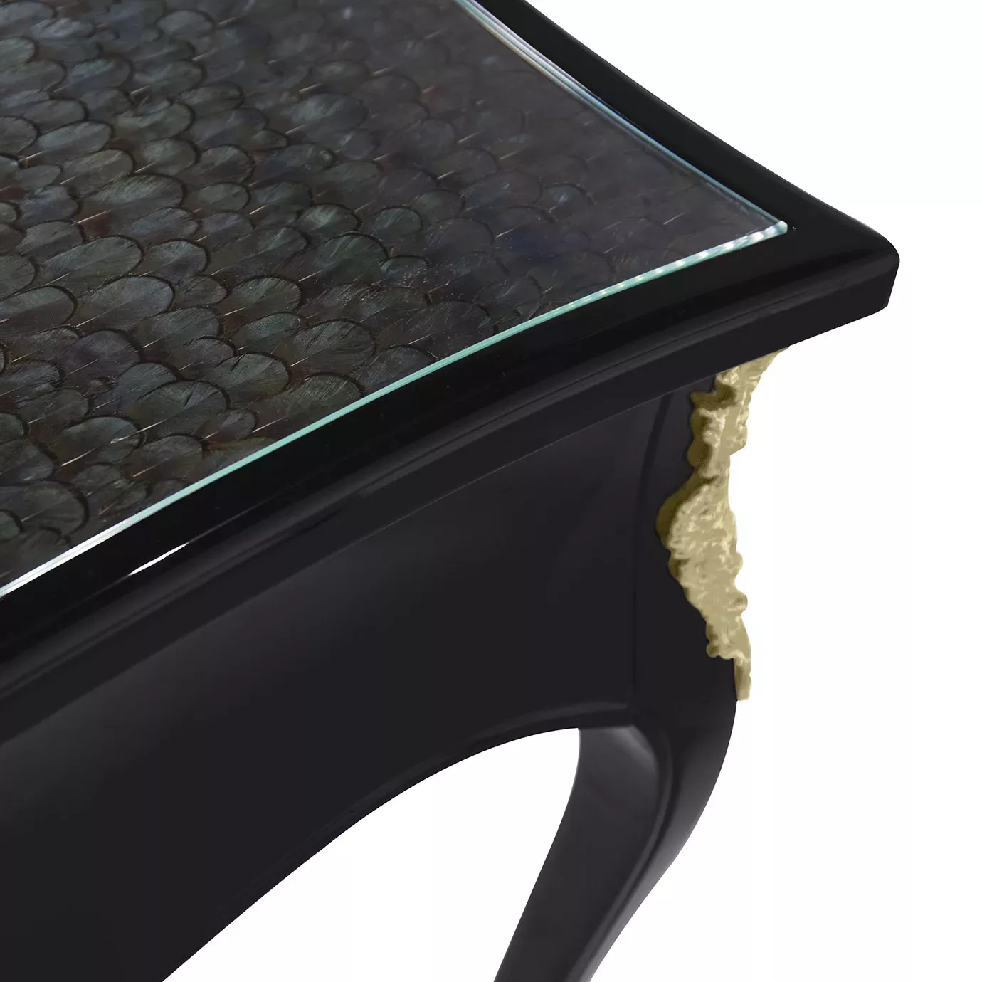 Exotique Pfauenfeder‑Ormolu‑Schreibtisch