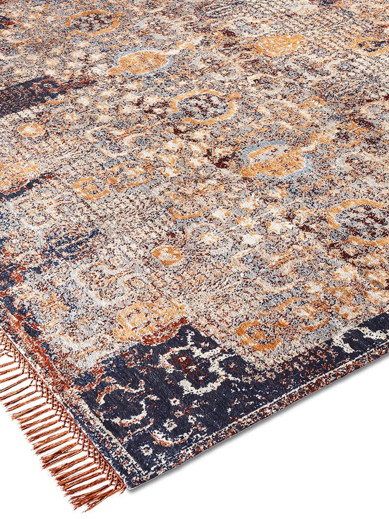 Block Copper Rust Mitternachtsblau Teppich | Größe: 300 x 400 cm
