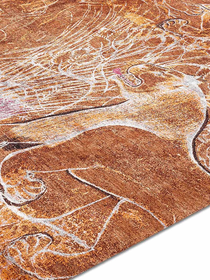 Two Lions Grau auf Kupfer‑Orange Teppich