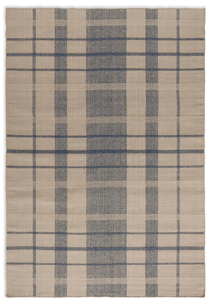 Zona Jeansblau Check Outdoor 497408 Teppich | Größe: 140 x 200 cm