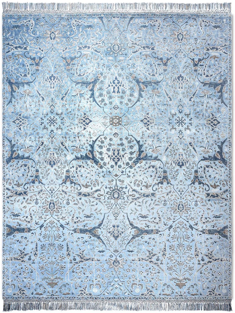 Teheran Reverse Tone to Tone auf Hellblau Teppich | Größe: 122 x 183 cm