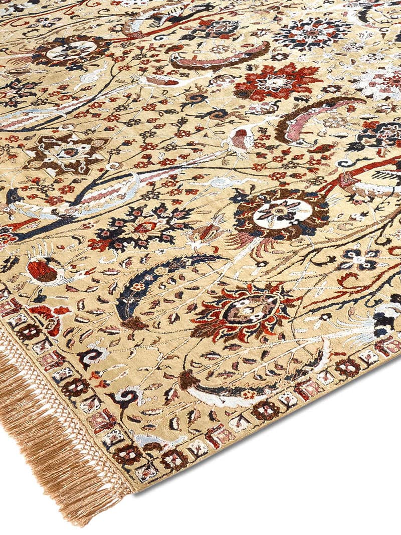 Kerman Reverse Original auf Kaiser‑Gelb Teppich | Größe: 170 x 240 cm