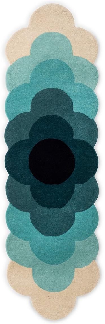 Optical Flower Teal 061207 Teppich | Größe: 87 x 300 cm