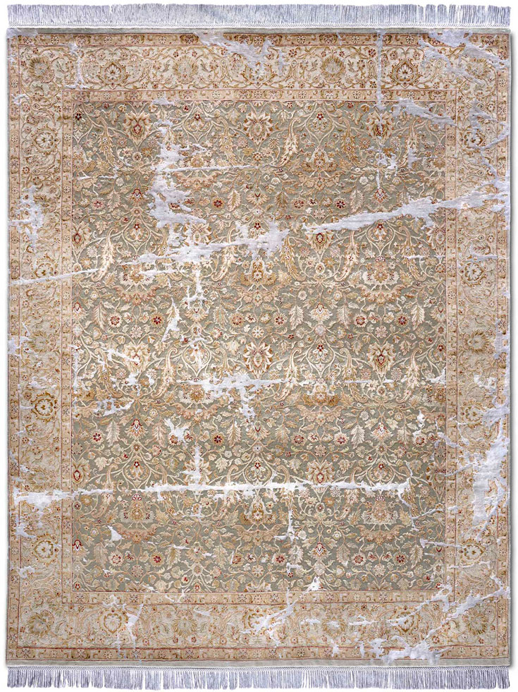 Cracks Blau‑Grau Original Teppich | Größe: 305 x 427 cm