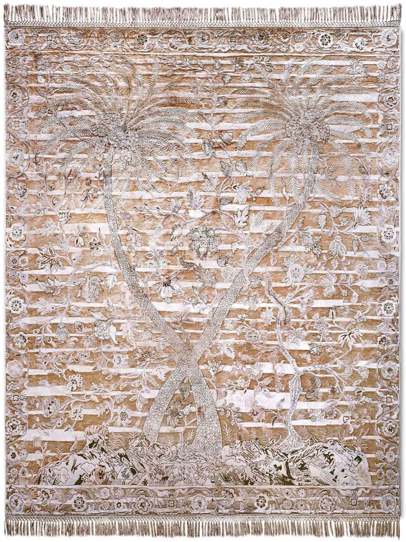 Gold auf Creme mit fetten Linien Teppich