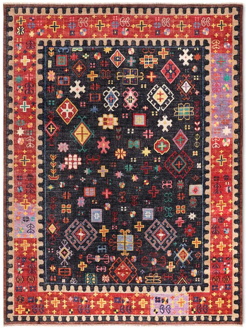 Flatweave Original auf Natur‑Schwarz Teppich | Größe: 122 x 183 cm