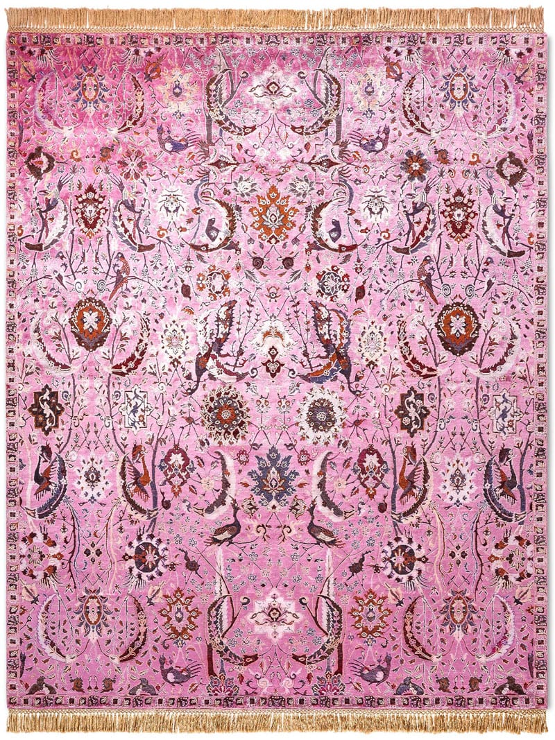 Kerman Reverse Original auf Hellrosa Teppich | Größe: 305 x 427 cm